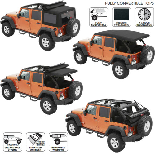Supertop Ultra 4 doors Black Twill Wrangler JK Unlimited 07 - 18